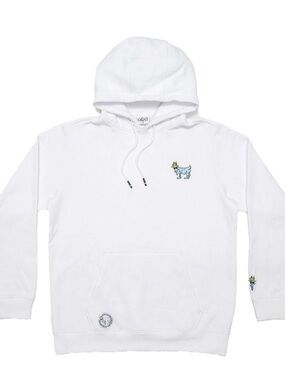 GOAT USA White Pullover Hoodie with Embroidered Graphic